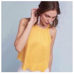 Anthropologie Maeve Linen Yellow Top